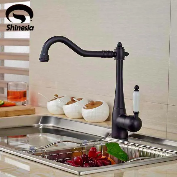 Swivel Spout Oil Rubbed Bronze Kitchen Faucet Vessel Sink Mixer Tap Deck Mounted
