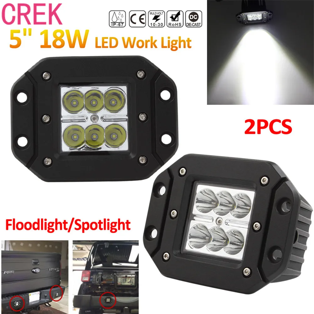 

2x 18W 12V/24V 2000LM Waterproof LED Work Light for Motorcycle / Tractor / Boat / 4WD Offroad / SUV / ATV