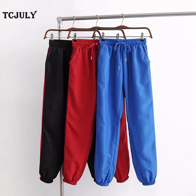 TCJULY Fashionable Satin Pants Two Lines Stripes Patchwork Smooth Harem Trousers For Women Ankle Banded Loose Casual Sweatpants
TCJULY Fashionable Satin Pants Two Lines Stripes Patchwork Smooth Harem Trousers For Women Ankle Banded Loose Casual Sweatpants