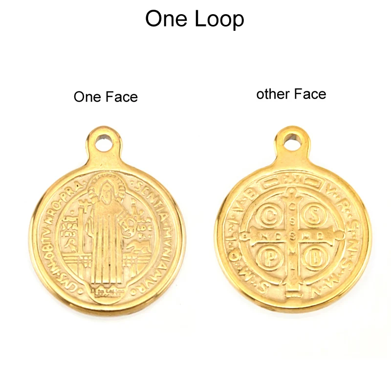 Gold/Silver Stainless Steel Saint Benedict Medal Cross Charm Pendant 1/2/3 Holes Catholic Church Patron Medal Medallas Catolicas
Gold/Silver Stainless Steel Saint Benedict Medal Cross Charm Pendant 1/2/3 Holes Catholic Church Patron Medal Medallas Catolicas