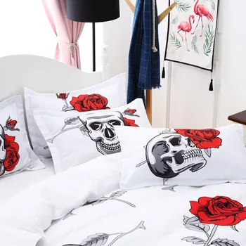 Death Rose Bedding Three-Pieces Set Skull Floral Pattern 3D Printing Digital Red Lining 1 Double-Layer Duvet Suit 2 Pillowcases
Death Rose Bedding Three-Pieces Set Skull Floral Pattern 3D Printing Digital Red Lining 1 Double-Layer Duvet Suit 2 Pillowcases