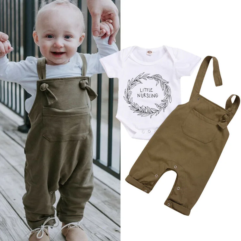 Fashion Summer 0-24M Kids Baby Boy Girl Clothes Cotton Romper Bib Letter Robes Army Green Long Pants Overalls Pocket Botton Set
Fashion Summer 0-24M Kids Baby Boy Girl Clothes Cotton Romper Bib Letter Robes Army Green Long Pants Overalls Pocket Botton Set