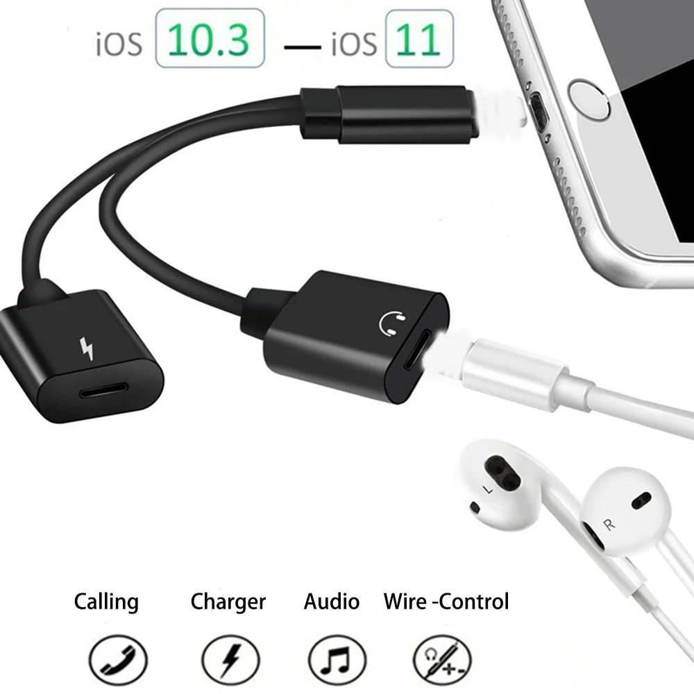 For iphone X 8 7 plus Dual Adapter Splitter Cable Earphone Audio Charging Support Phone Call For IOS 11 Music+Charging Adapter
For iphone X 8 7 plus Dual Adapter Splitter Cable Earphone Audio Charging Support Phone Call For IOS 11 Music+Charging Adapter