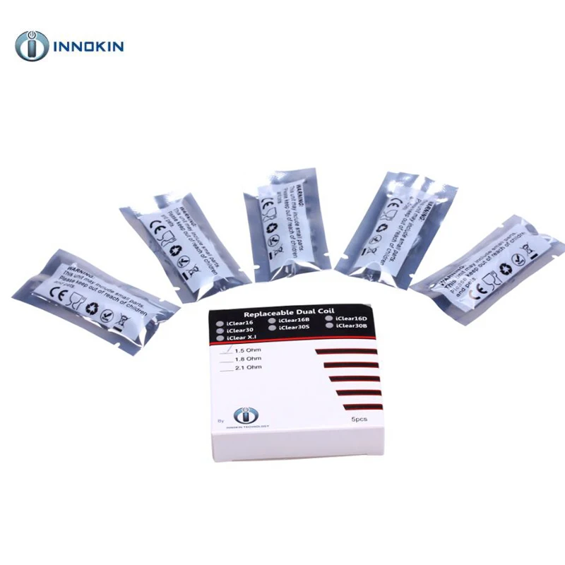 5Pcs/lot Original Innokin iClear 30 Replacement Coil Heads 1.5/1.8/2.1ohm for iClear 30 iClear X Atomizer E Cigarette Vape Coil
5Pcs/lot Original Innokin iClear 30 Replacement Coil Heads 1.5/1.8/2.1ohm for iClear 30 iClear X Atomizer E Cigarette Vape Coil