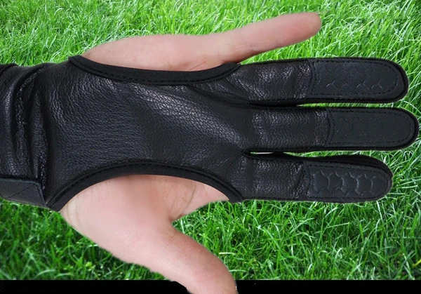 3 пальца перчатки кожа в черном высокой эластичной ручной защиты Стрельба Из Лука