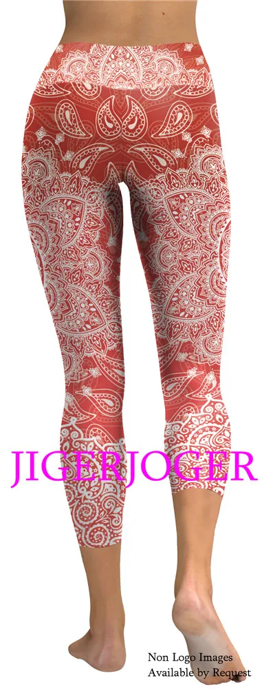 JIGERJOGER Spring Yellow Ganesha Capris Leggings JIGERJOGER Spring Yellow Ganesha Capris Leggings
