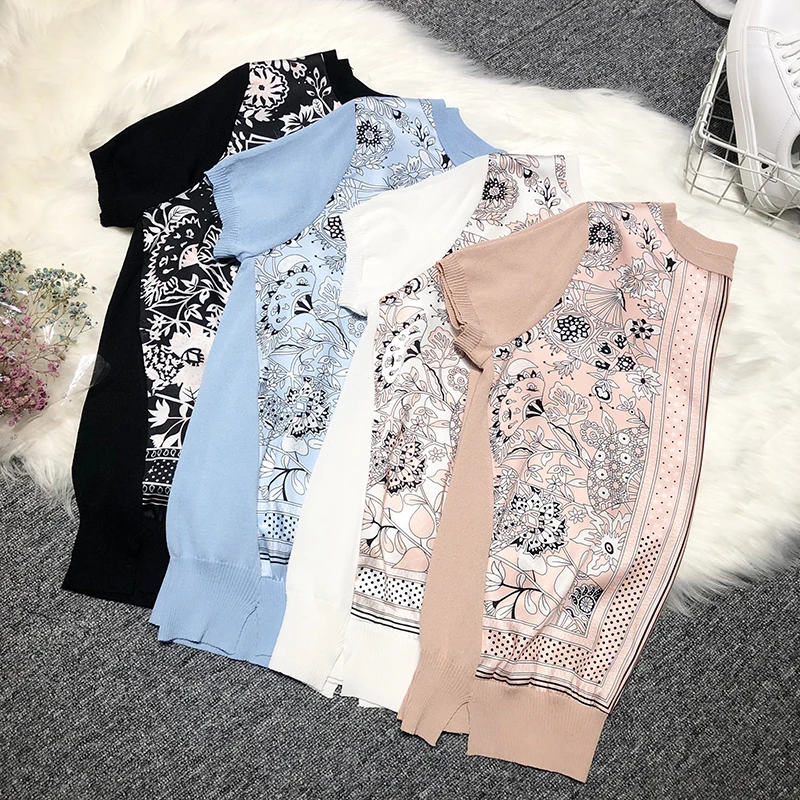 summer knitwear sweaters short sleeve women knitted tops lady vintage print knitted t-shirts woman short sleeve print t-shirts
summer knitwear sweaters short sleeve women knitted tops lady vintage print knitted t-shirts woman short sleeve print t-shirts