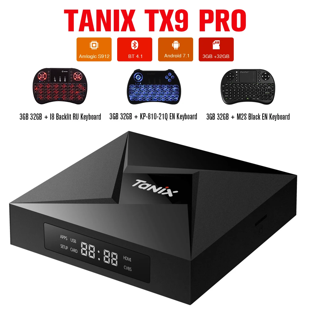 Tanix TX9 Pro TV Box 3G 32G Amlogic S912 Octa Core DDR3 Bluetooth 4.1 WiFi Android 7.1 Set Top Box Media Player PK GT1 Ultimate
Tanix TX9 Pro TV Box 3G 32G Amlogic S912 Octa Core DDR3 Bluetooth 4.1 WiFi Android 7.1 Set Top Box Media Player PK GT1 Ultimate