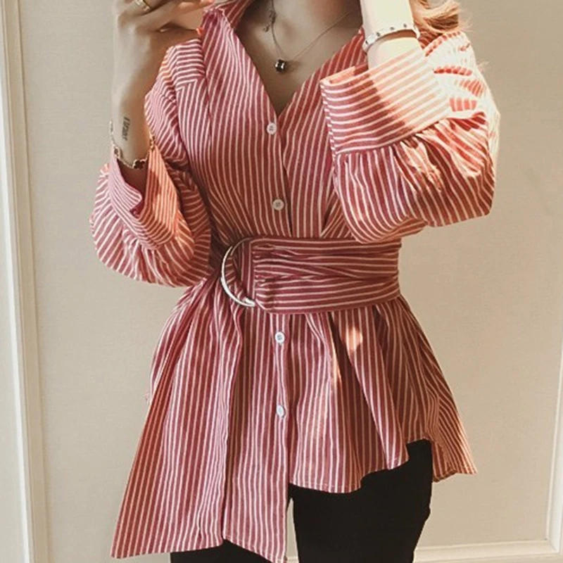 Autumn Korean Ulzzang Womens Plus Size V-Neck Tops And Blouses Ladies Casual Oversized Long Sleeve Striped Shirts Blusas Mujer
Autumn Korean Ulzzang Womens Plus Size V-Neck Tops And Blouses Ladies Casual Oversized Long Sleeve Striped Shirts Blusas Mujer