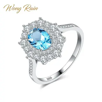 Wong Rain 100% 925 Solid Sterling Silver Aquamarine Blue Toapz Gemstone Wedding Engagement Diamonds Ring Fine Jewelry Wholesale 
Wong Rain 100% 925 Solid Sterling Silver Aquamarine Blue Toapz Gemstone Wedding Engagement Diamonds Ring Fine Jewelry Wholesale