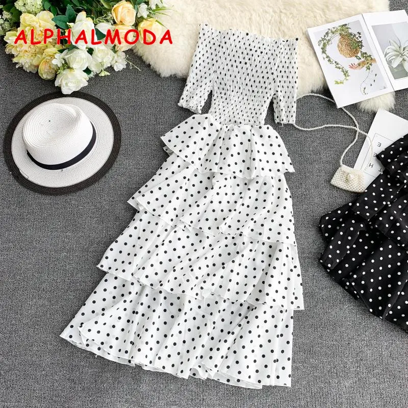 ALPHALMODA 2019 Summer Sweet Polka Dot Ruffled Chiffon Dress Women Stretchy Chest High Waist Ladies Elegant Party Vestidos
ALPHALMODA 2019 Summer Sweet Polka Dot Ruffled Chiffon Dress Women Stretchy Chest High Waist Ladies Elegant Party Vestidos