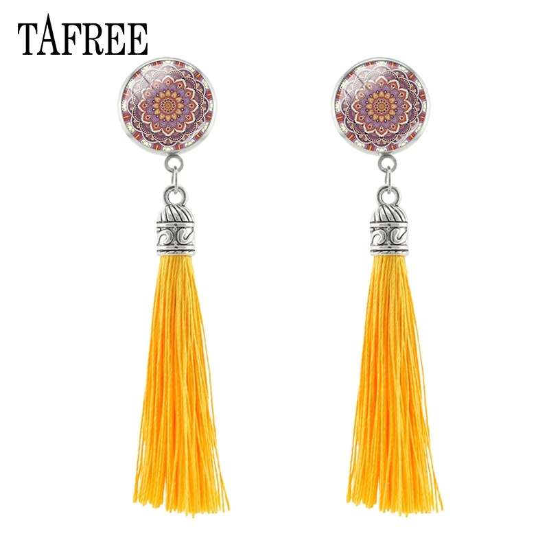 TAFREE Women Yoga Mandala Tassel Stud Earrings Fashion Art Pattern Glass Cabochon Dome Party Wedding Gifts Indian Jewelry HN528
TAFREE Women Yoga Mandala Tassel Stud Earrings Fashion Art Pattern Glass Cabochon Dome Party Wedding Gifts Indian Jewelry HN528
