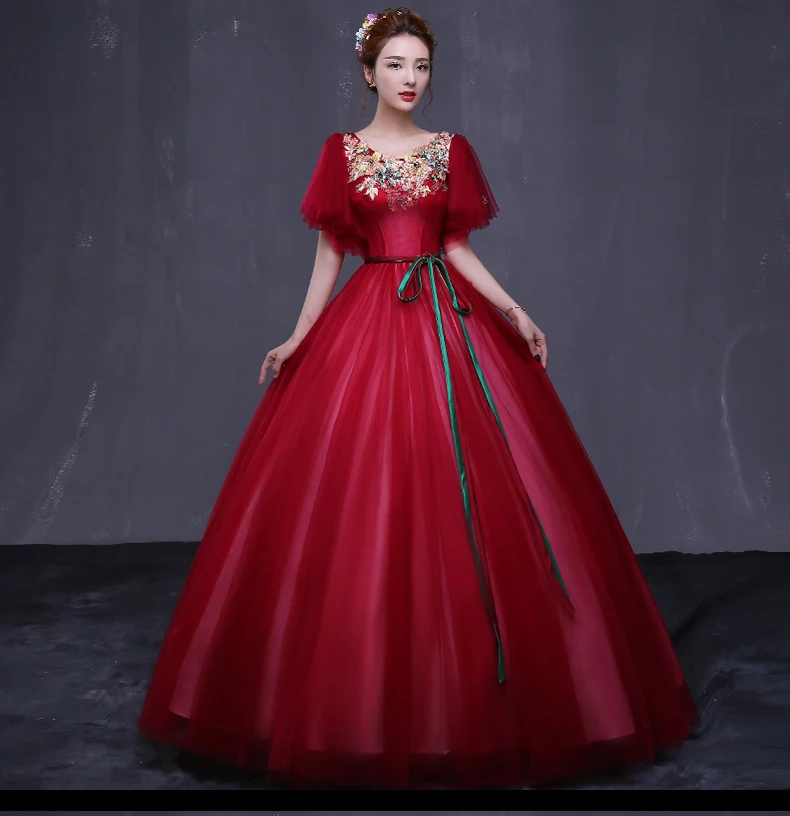 100%real wine red embroidery with rhinestone beading butterfly sleeve ball gown Medieval Gown Victorian Ball stage performance
100%real wine red embroidery with rhinestone beading butterfly sleeve ball gown Medieval Gown Victorian Ball stage performance