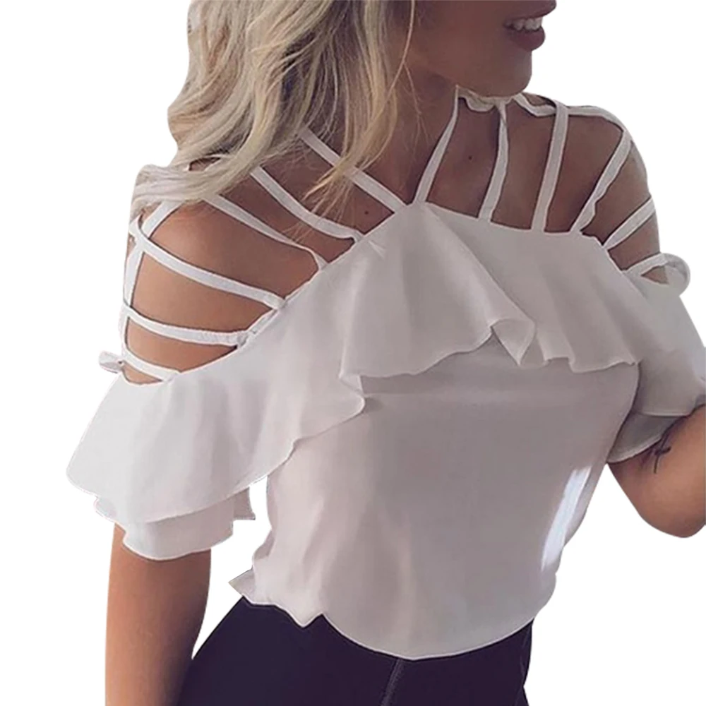 SFIT Womens Chiffon Blouses Summer Short Sleeve Hollow Out Tops Sexy Shoulder off New Female Solid Casual Tops Streetwear
SFIT Womens Chiffon Blouses Summer Short Sleeve Hollow Out Tops Sexy Shoulder off New Female Solid Casual Tops Streetwear