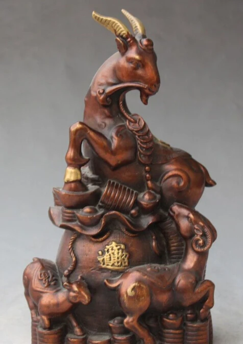 10" Chinese Feng shui Bronze Wealth Money Yuan bao Bag 3 Sheep Goat buck Statue
10" Chinese Feng shui Bronze Wealth Money Yuan bao Bag 3 Sheep Goat buck Statue