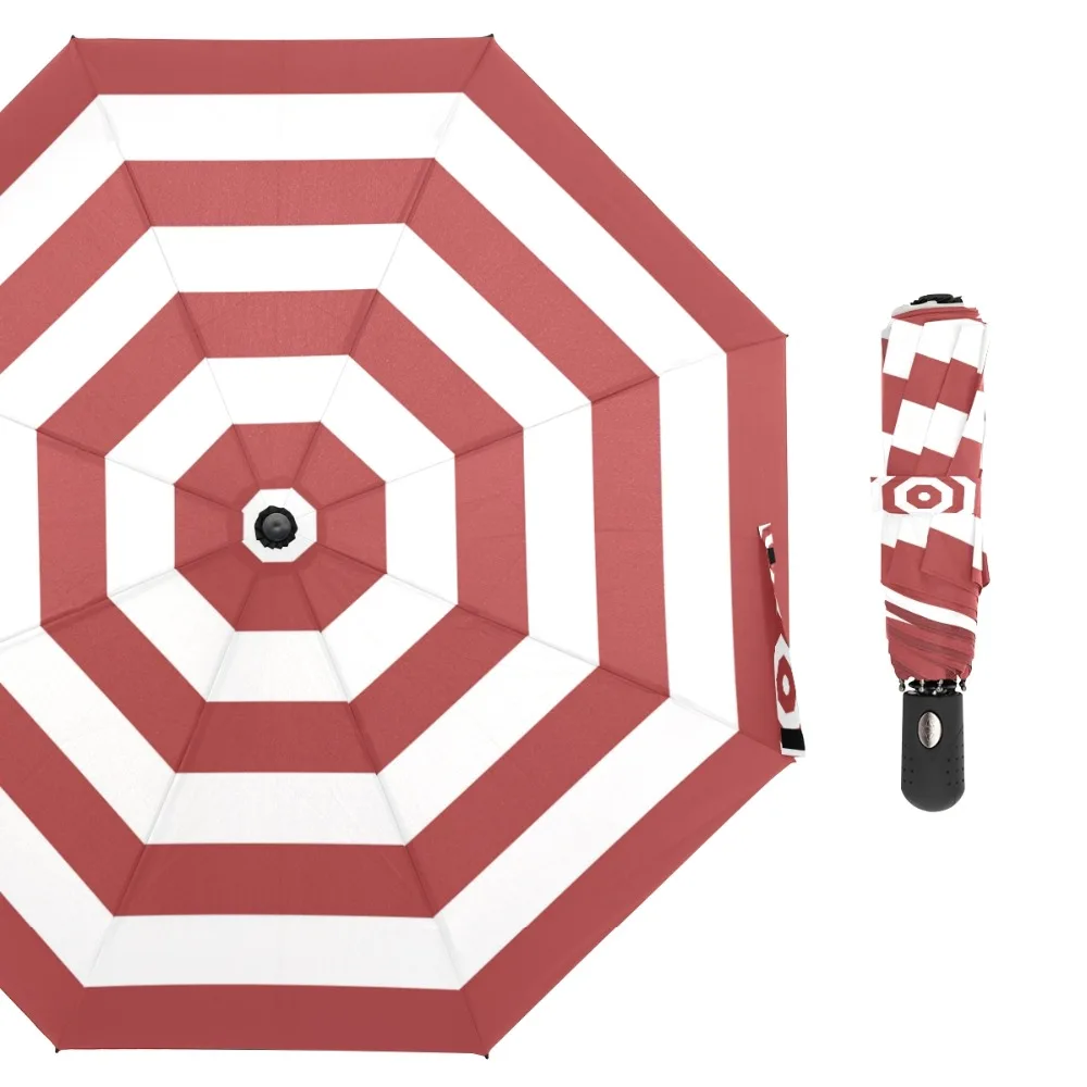 Susino Red Beach Stripe Windproof Umbrellas Fully-automatic Open Metal Pongee Compact Auto Open CLose Three-folding Umbrella
Susino Red Beach Stripe Windproof Umbrellas Fully-automatic Open Metal Pongee Compact Auto Open CLose Three-folding Umbrella