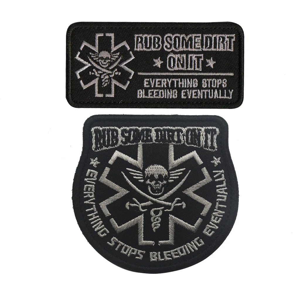 

Rub Some Dirt On It Tactical Morale Patch Stripes Medic Paramedic EMT Rescue Patch Pirate Embroidered Badges military patches