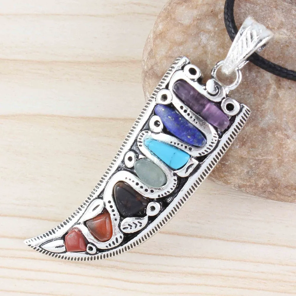 UMY Wholesale Fashion Silver Plated Horn Shape With 7 Coulor Stones Chain Healing Point Chakra Pendant Necklace Charm Jewelry
UMY Wholesale Fashion Silver Plated Horn Shape With 7 Coulor Stones Chain Healing Point Chakra Pendant Necklace Charm Jewelry