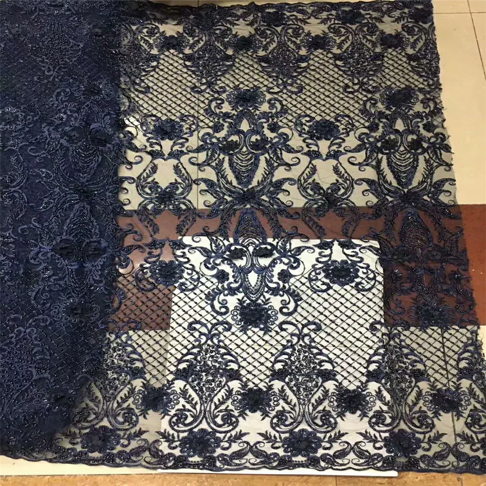 Blue French Lace Fabric 3D Flowers Embroidered African Tulle Lace Fabric With Beads African Lace Fabric For Wedding Dress H480-1
Blue French Lace Fabric 3D Flowers Embroidered African Tulle Lace Fabric With Beads African Lace Fabric For Wedding Dress H480-1