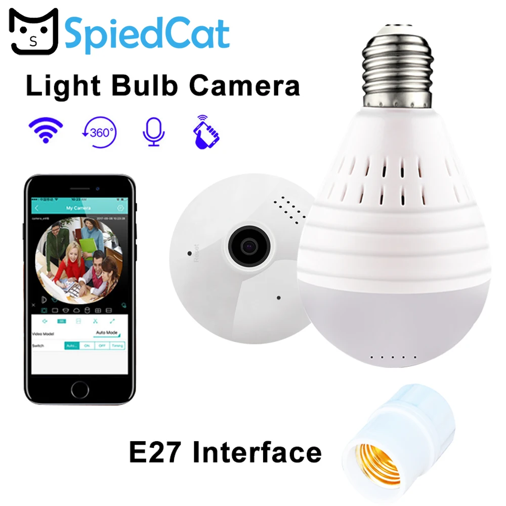 Bulb Lamp Wifi IP Mini Camera 960P Home Security Wireless Cam Panoramic FishEye Support 128GB 360 Degree Night Vision Camcorder
Bulb Lamp Wifi IP Mini Camera 960P Home Security Wireless Cam Panoramic FishEye Support 128GB 360 Degree Night Vision Camcorder