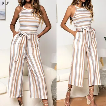 Women Holiday Beach Sleeveless Striped Wide Leg Jumpsuit Playsuit Romper W/ Pocket
Women Holiday Beach Sleeveless Striped Wide Leg Jumpsuit Playsuit Romper W/ Pocket