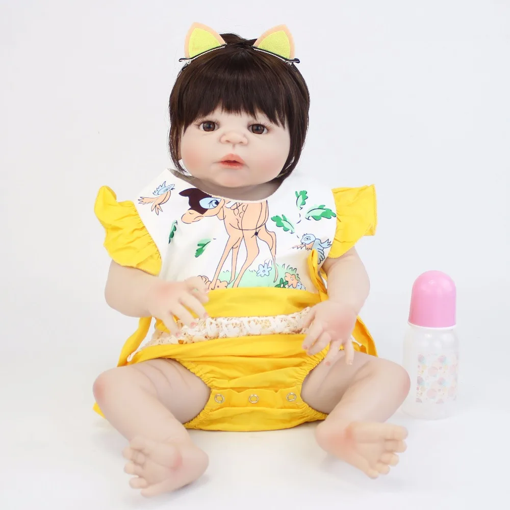 

55cm Full Body Silicone Reborn Baby Doll Toys 22inch Newborn Princess Bebe Alive Babies Birthday Gift Present Girl Bathe Bonecas