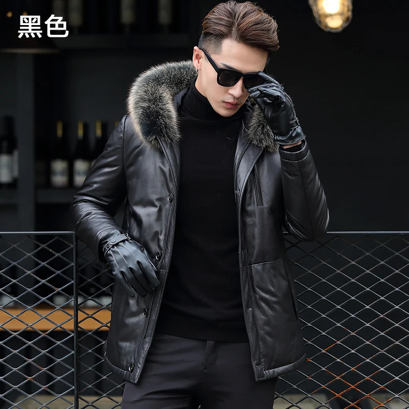 Winter Men's Fashion Real Fox Fur Collar Genuine Sheepskin Leather Long Jackets Parkas Male Business Duck England Style Coats
Winter Men's Fashion Real Fox Fur Collar Genuine Sheepskin Leather Long Jackets Parkas Male Business Duck England Style Coats