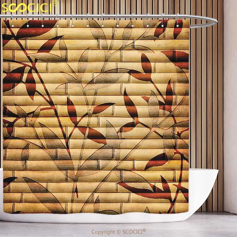 Stylish Shower Curtain Beige Decor Decorative Bamboo Stems and Leaf Figures over It Spiritual Asian Elements Boho Print Brown
Stylish Shower Curtain Beige Decor Decorative Bamboo Stems and Leaf Figures over It Spiritual Asian Elements Boho Print Brown
