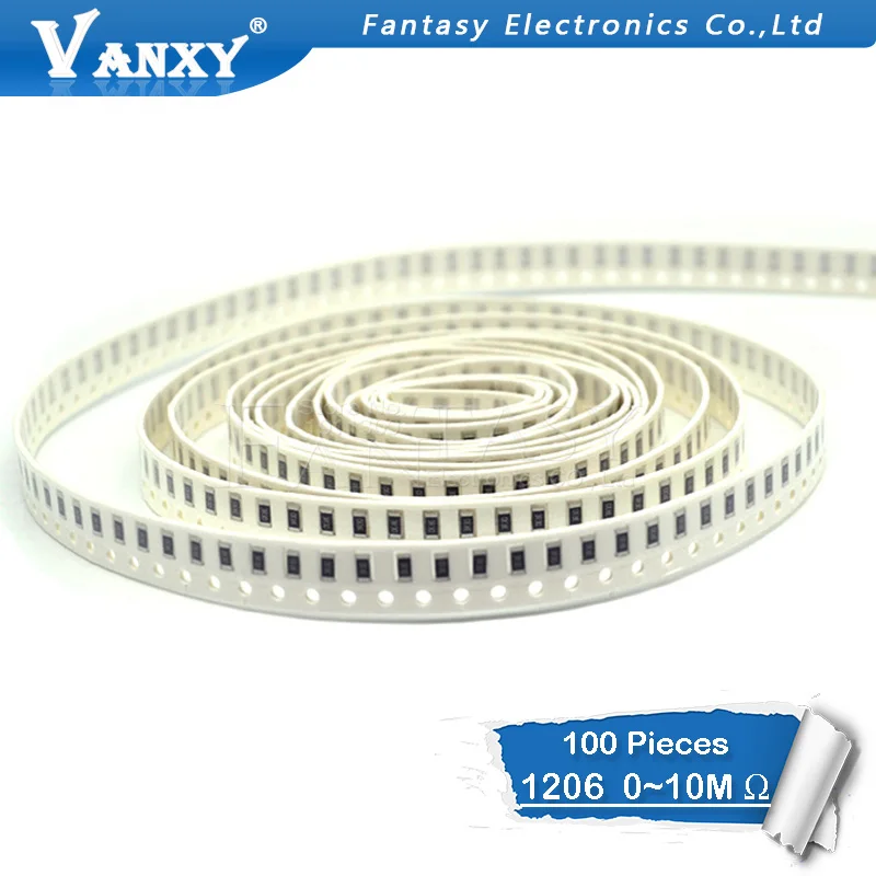 100 шт. SMD резистор 1206 0R ~ 10M 1/2W 0 1 10 150 220 330 Ом 1K 2 K 10K 100K 1R 10R 100R 150R 220R 330R|330 ohm|smd resistor1206 smd