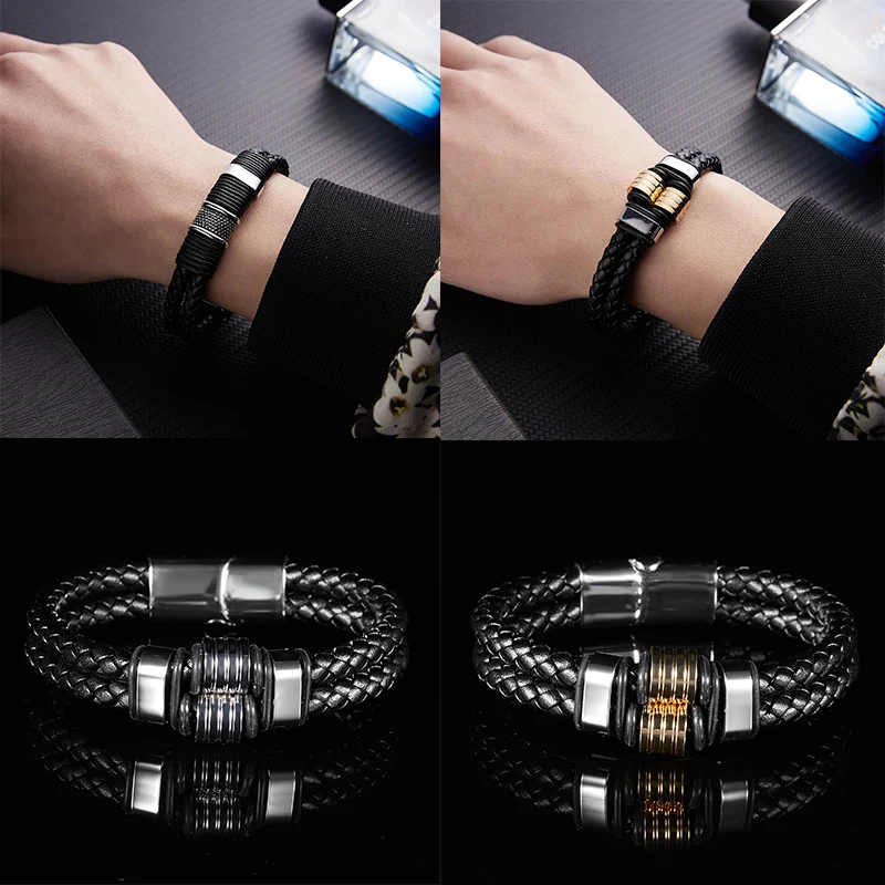 Fashion Multi-layer Black Leather Chain Weaved Man Bracelets Stainless Steel Wristband Magnet Clasp Handmade Jewelry Gift
Fashion Multi-layer Black Leather Chain Weaved Man Bracelets Stainless Steel Wristband Magnet Clasp Handmade Jewelry Gift