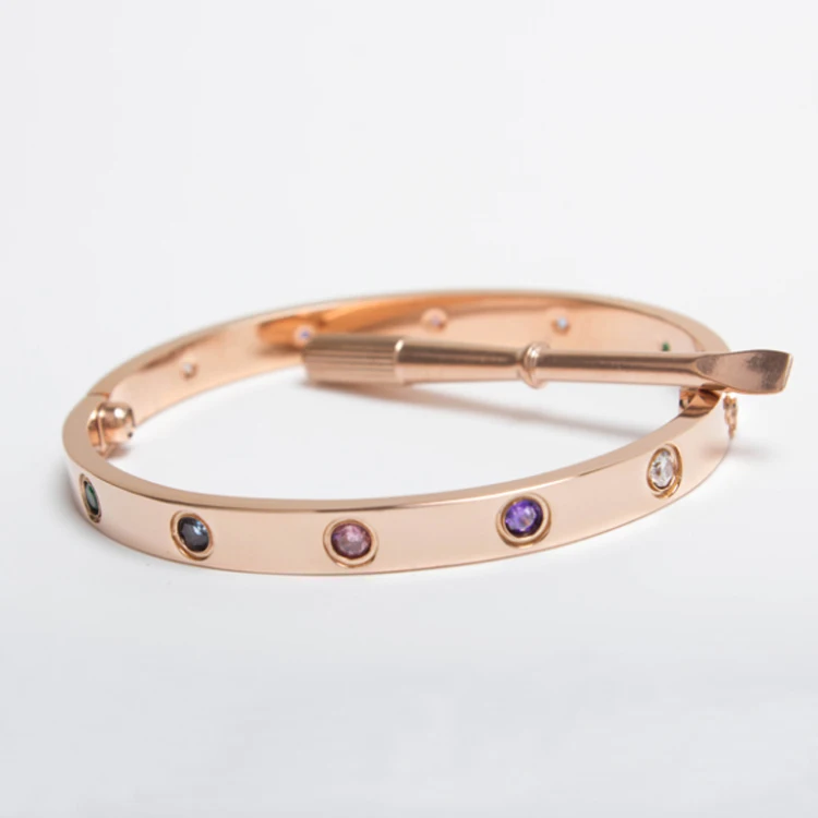 Love Jewelry Women Bangle Titanium Steel Couple Jewelry Full CZ Colorful Crystal Buckle Women and Men Bracelet Bangles
Love Jewelry Women Bangle Titanium Steel Couple Jewelry Full CZ Colorful Crystal Buckle Women and Men Bracelet Bangles