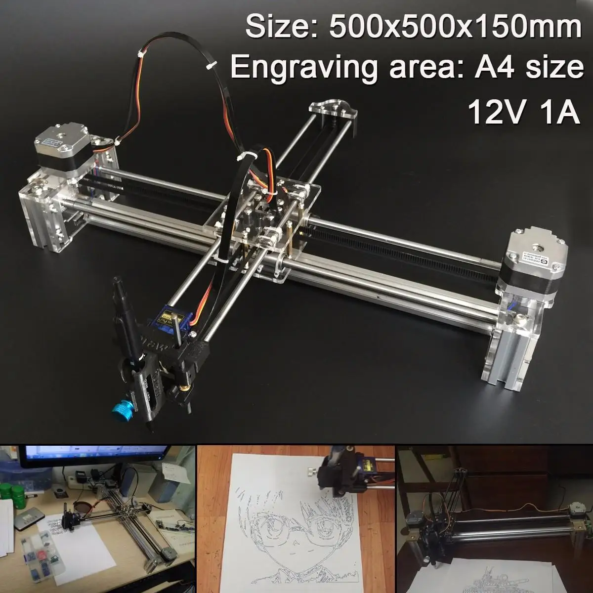 

New 2 Axis Writing Drawing Robot 1A 12V X Y Axis Drawing Laser Engraving Extended Writing Robot Printer Machine