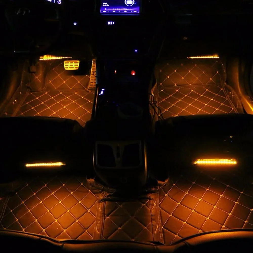 4 шт. интерьер автомобиля атмосферные Огни торшер неоновая лампа с пультом