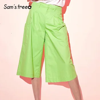 Samstree Cotton Neon Green Casual Wide Leg Pants Women Fashion 2019 Summer Cargo Pants Female Mid Waist Calf-Length Pants
Samstree Cotton Neon Green Casual Wide Leg Pants Women Fashion 2019 Summer Cargo Pants Female Mid Waist Calf-Length Pants