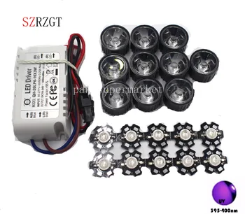 10X 3W High Power LED Ultra Violet Light Chip 395-400nm + 10pcs lens + 1pcs 6-10x3w driver
10X 3W High Power LED Ultra Violet Light Chip 395-400nm + 10pcs lens + 1pcs 6-10x3w driver