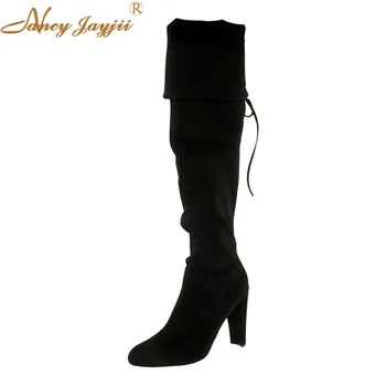 Flock Woman Shoes Adult ladies Boots Over-the-knee Super High Square heels Round Toe Winter Mature Leisure Fashion Casual 2019
Flock Woman Shoes Adult ladies Boots Over-the-knee Super High Square heels Round Toe Winter Mature Leisure Fashion Casual 2019