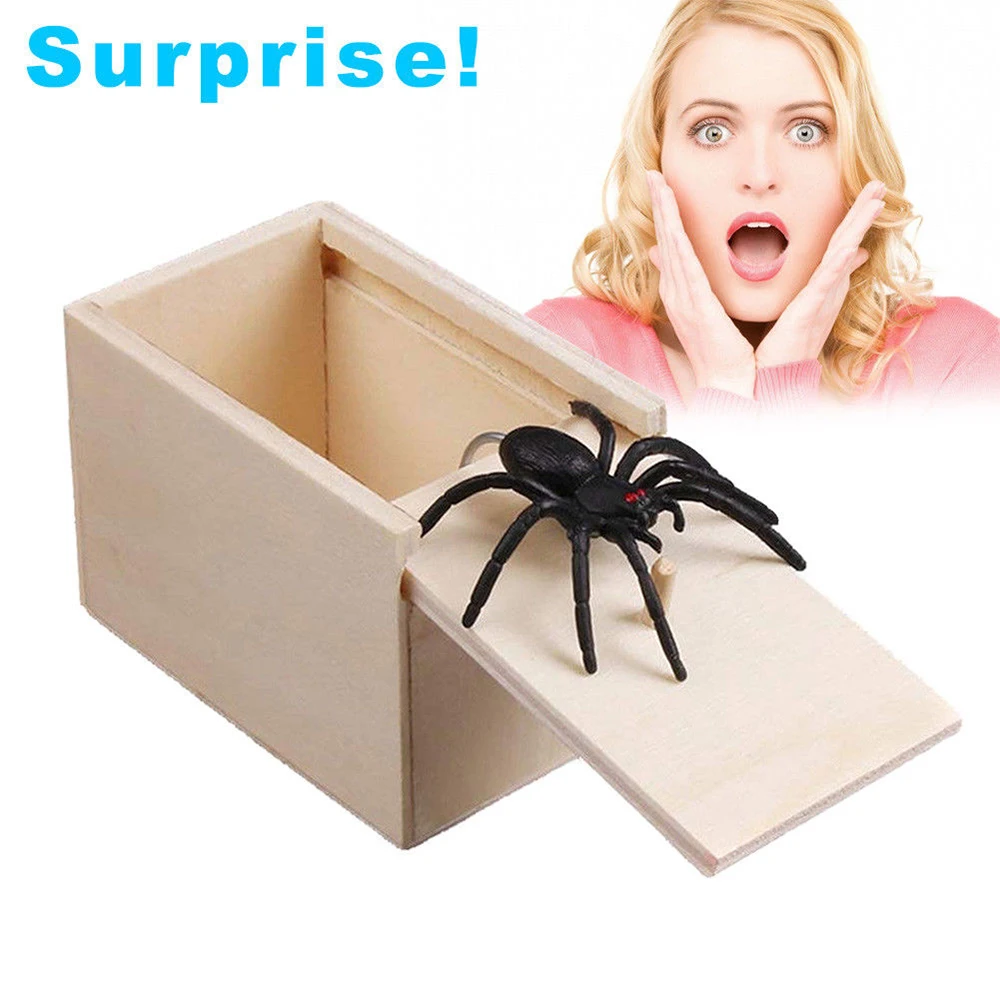 Gift Toys Wooden Scare Box Scary Spider In the Case Joke Play Hot sale New Style