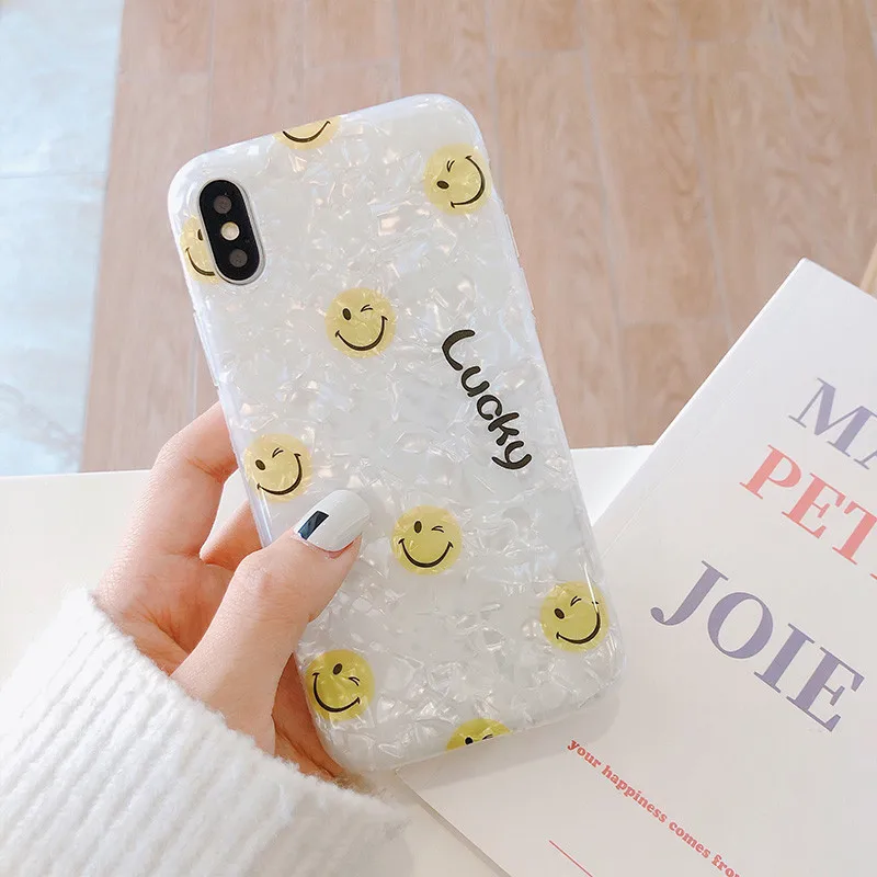 Fashion Simple shell smiley pattern phone case for coque iphone 7 plus 8 6 plus luxury Solid color case for iphone cover X XR XS
Fashion Simple shell smiley pattern phone case for coque iphone 7 plus 8 6 plus luxury Solid color case for iphone cover X XR XS