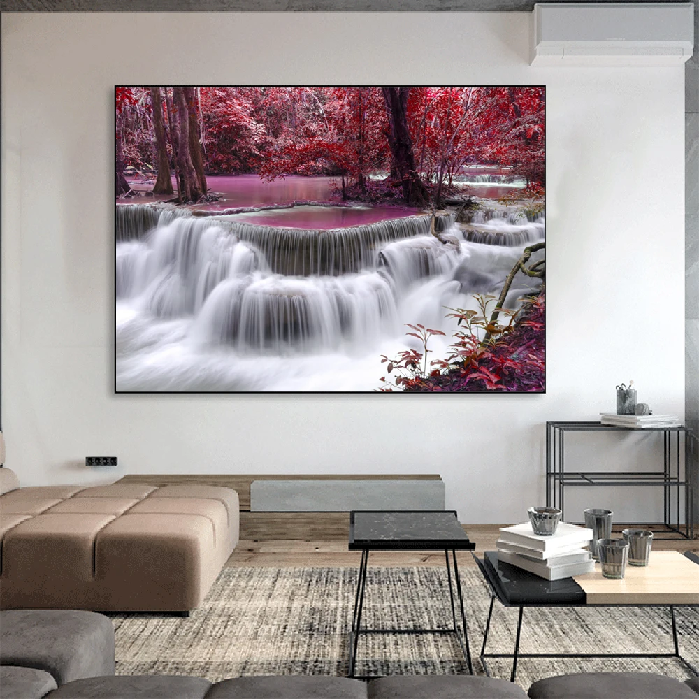 Пейзаж водопада холст картины Куадрос реалистичный пейзаж художественные