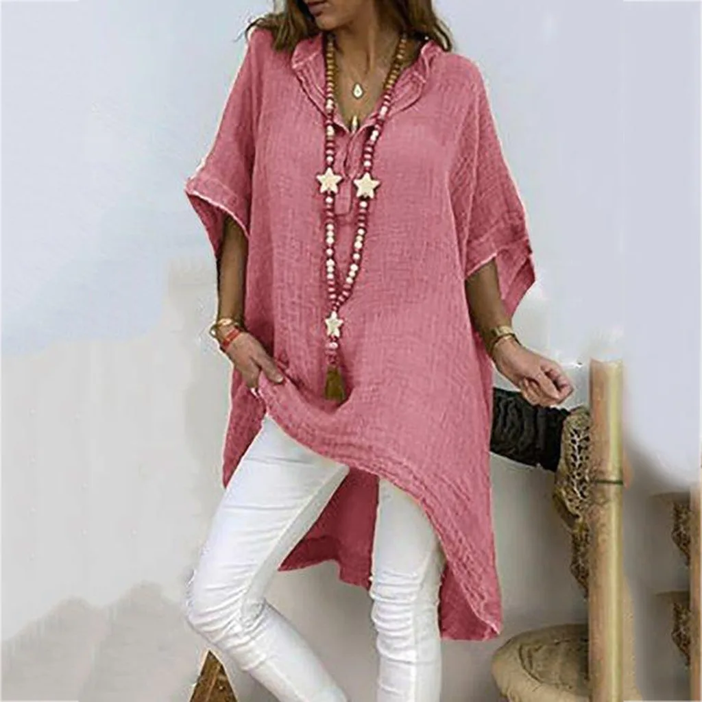 plus size blouse Women Summer Loose half Sleeve Solid women's Tops plain long beach Blouse casual large size fashion vrouw#G8
plus size blouse Women Summer Loose half Sleeve Solid women's Tops plain long beach Blouse casual large size fashion vrouw#G8