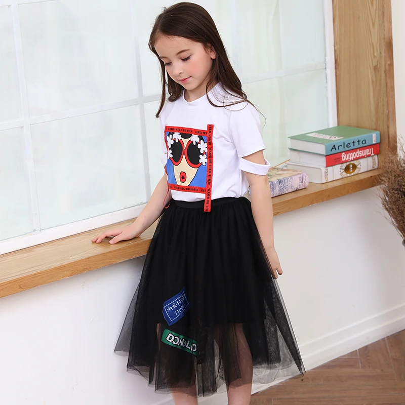 Summer Girl Set 2018 Kids Girls Clothes Set Short Sleeve Cotton T-shirt Girls Mesh Skirt Teen Girls Clothes 8 years 6 10 12 14 
Summer Girl Set 2018 Kids Girls Clothes Set Short Sleeve Cotton T-shirt Girls Mesh Skirt Teen Girls Clothes 8 years 6 10 12 14