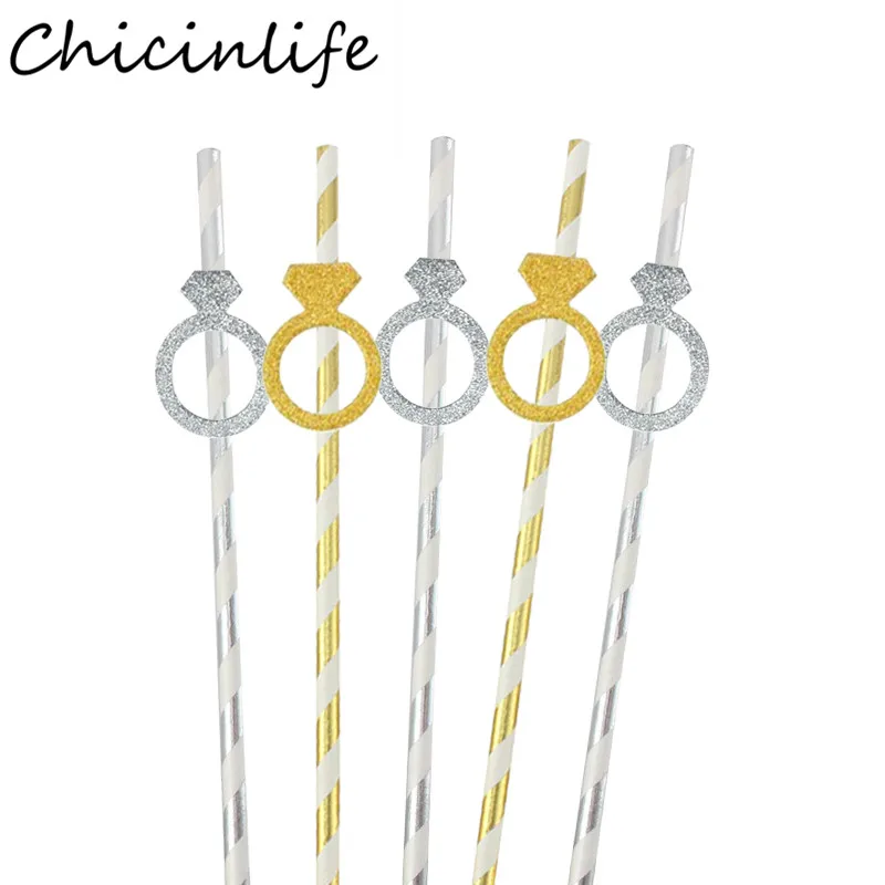 Chicinlife 10 шт. кольцо с бриллиантами Полосатые Бумажные соломинки для девичника