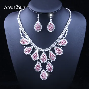 StoneFans Wedding Necklace Cubic Zircon Rhinestone Bridal Necklace And Earrings Set Jewelry Shop Braids Accented Teardrop Sets
StoneFans Wedding Necklace Cubic Zircon Rhinestone Bridal Necklace And Earrings Set Jewelry Shop Braids Accented Teardrop Sets