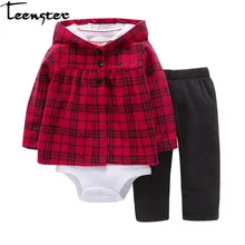 Teenster Bebê Roupas Meninas Roupa Do Bebê Recém-nascido Set Manga Longa Casaco Com Capuz + Bodysuit + Pants 3 pcs Carroceiros Bebê roupas menino(China)