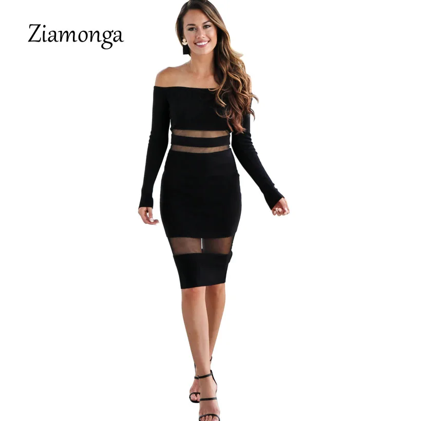 Ziamonga Autumn Winter Mesh Long Sleeve Bodycon Dress New Year 2019 Sexy Ladies Black Bandage Dress Knee Length Midi Women Dress
Ziamonga Autumn Winter Mesh Long Sleeve Bodycon Dress New Year 2019 Sexy Ladies Black Bandage Dress Knee Length Midi Women Dress