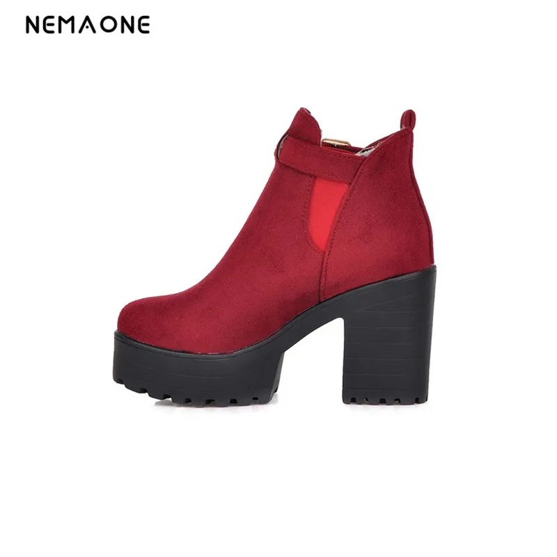 NEMAONE 2017 Black red blue ankle women boots women fashion winter platform boots women shoes square heel boots Drop Shipping
NEMAONE 2017 Black red blue ankle women boots women fashion winter platform boots women shoes square heel boots Drop Shipping