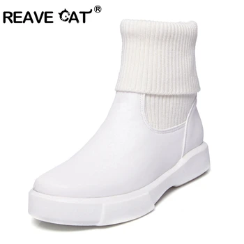 REAVE CAT ankle Women boots Slip-On Round toe Knitting Riding boots Platform Flat soft sole Boots female Botas Feminina A1252
REAVE CAT ankle Women boots Slip-On Round toe Knitting Riding boots Platform Flat soft sole Boots female Botas Feminina A1252