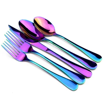 5PCS/SET New Arrival Cutlery set Iridescent Rainbow Colorful Stainless Steel Dinnerware Set Mirror Polishing Steak Knife for 1
5PCS/SET New Arrival Cutlery set Iridescent Rainbow Colorful Stainless Steel Dinnerware Set Mirror Polishing Steak Knife for 1