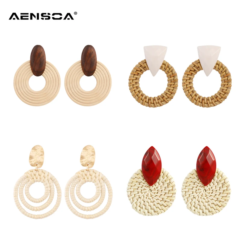 AENSOA Trendy 8 Style Unique Rattan Drop Earrings For Women Round Bohemia Statement Dangle Earrings Fashion Jewelry 2019 Gift
AENSOA Trendy 8 Style Unique Rattan Drop Earrings For Women Round Bohemia Statement Dangle Earrings Fashion Jewelry 2019 Gift
