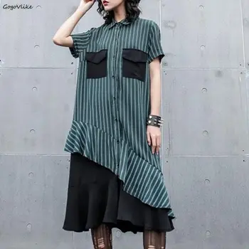 Summer Striped 2019 New Ruffles Dresses Women Dress Mermaid Patchwork Shirt dresses for women Korean Plus Size Vestidos SA038S50
Summer Striped 2019 New Ruffles Dresses Women Dress Mermaid Patchwork Shirt dresses for women Korean Plus Size Vestidos SA038S50